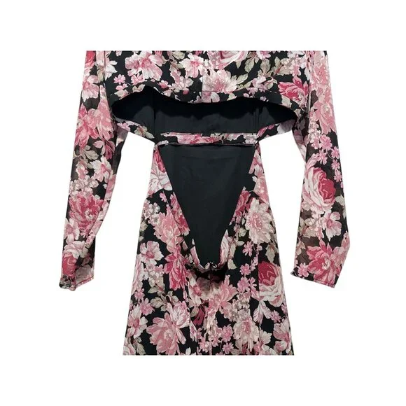 Bardot Garden Floral Maxi Dress Womens Small Pink Fairy Coquette Cutout Flare - Picture 14 of 16